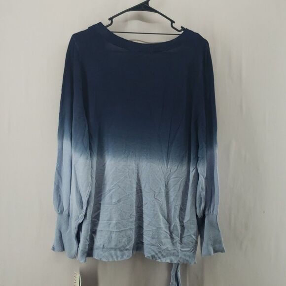 Willow Drive Womens Size L Dip-Dye Tie-Hem Knit Top blue (AM) - Picture 8 of 8